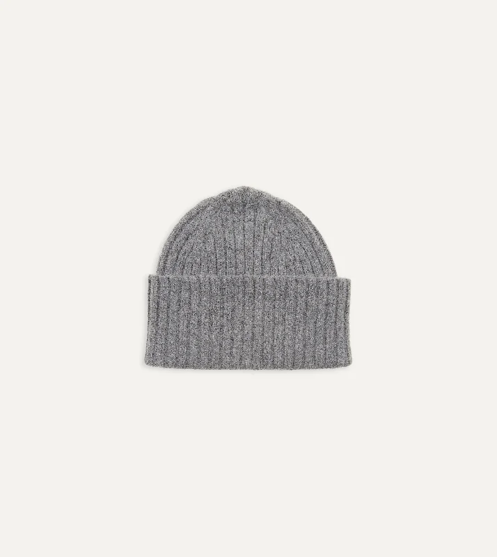 All-Weather Fishing HatsGrey Lambswool Ribbed Knit Cap