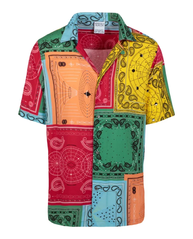 Men's Wrinkle-Free Shirts for Easy CareBandana Print Shirt