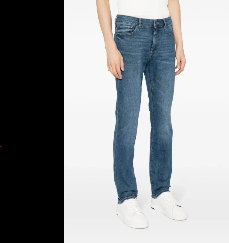 Casual Ripped Men's JeansDL1961 Men Nick Blue Denim Slim Fit Stretch Cotton Jeans Seaside