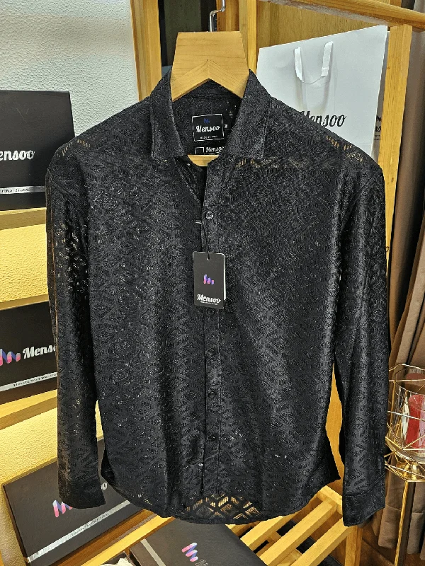 Men's Tab-Collar Shirts for a Crisp LookKnitted Shirt Black 3 Net