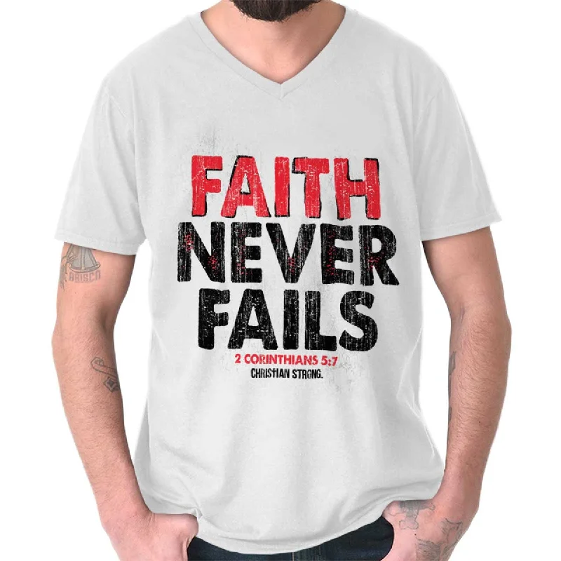 Men's Shirts with Striped PatternsFaith Never Fails V-Neck T-Shirt