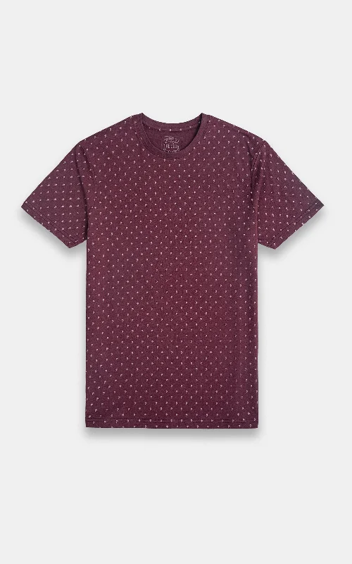 Men's Shirts with Mandarin CollarsPRINTED T-SHIRT MAROON