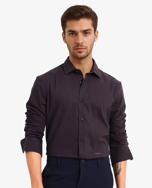 Men's Luxury Shirts for High-End FashionRare Rabbit Men Vista-1 Dark Purple Cotton Polyester Lycra Fabric Full Sleeve Regular Collar Self Stripe Dobby Shirt Men's Luxury Shirts for High-End FashionRare Rabbit Men Vista-1 Dark Purple Cotton Polyester Lycra Fabric Full Sleeve Regular Collar Self Stripe Dobby Shirt