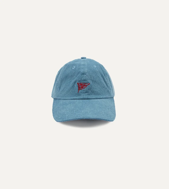 High-Quality Work HatsBlue Pigeon Flag Emblem Cotton Corduroy Baseball Cap