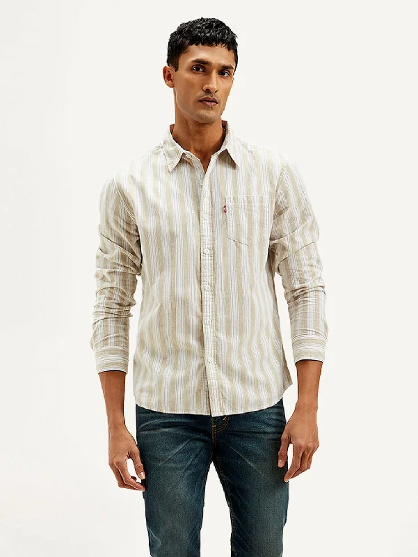Men's Tab-Collar Shirts for a Crisp LookMen's Striped Slim Fit Corduroy Shirt