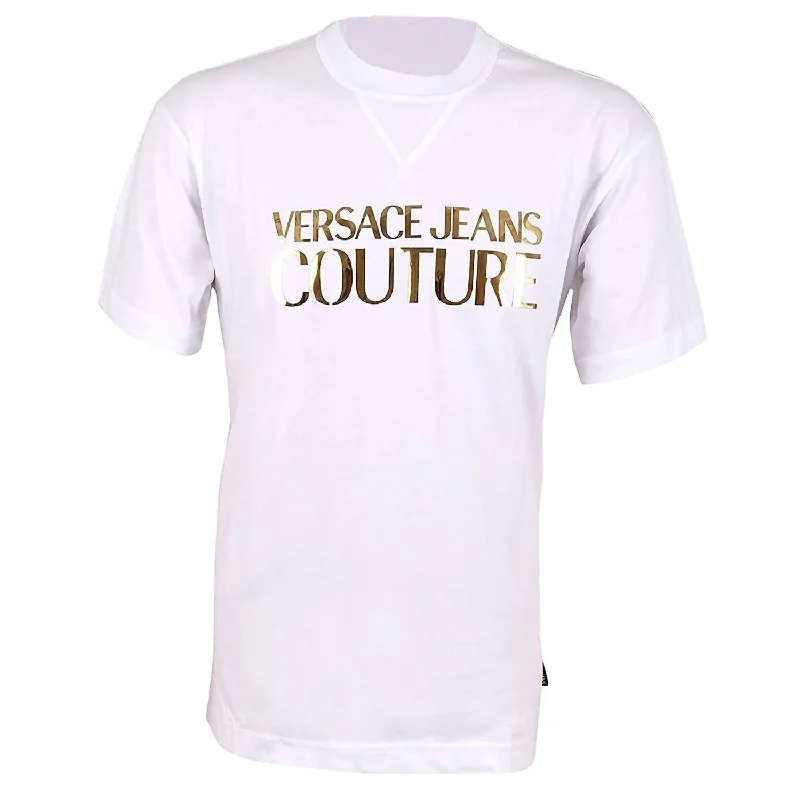 Men's Shirts with Cowl NecksCouture Men Metal Logo T-Shirt In White