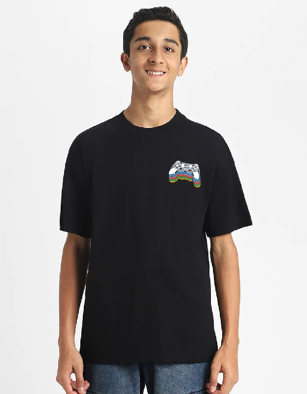Men's Shirts with Wingtip CollarsVideo Game Black Oversized Graphic Pocket Printed Boys T-shirt Men's Shirts with Wingtip CollarsVideo Game Black Oversized Graphic Pocket Printed Boys T-shirt