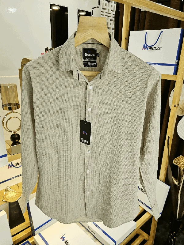 Men's Spread-Collar Shirts for a Bold StatementEmboss Plain Imported Shirt Biscuit