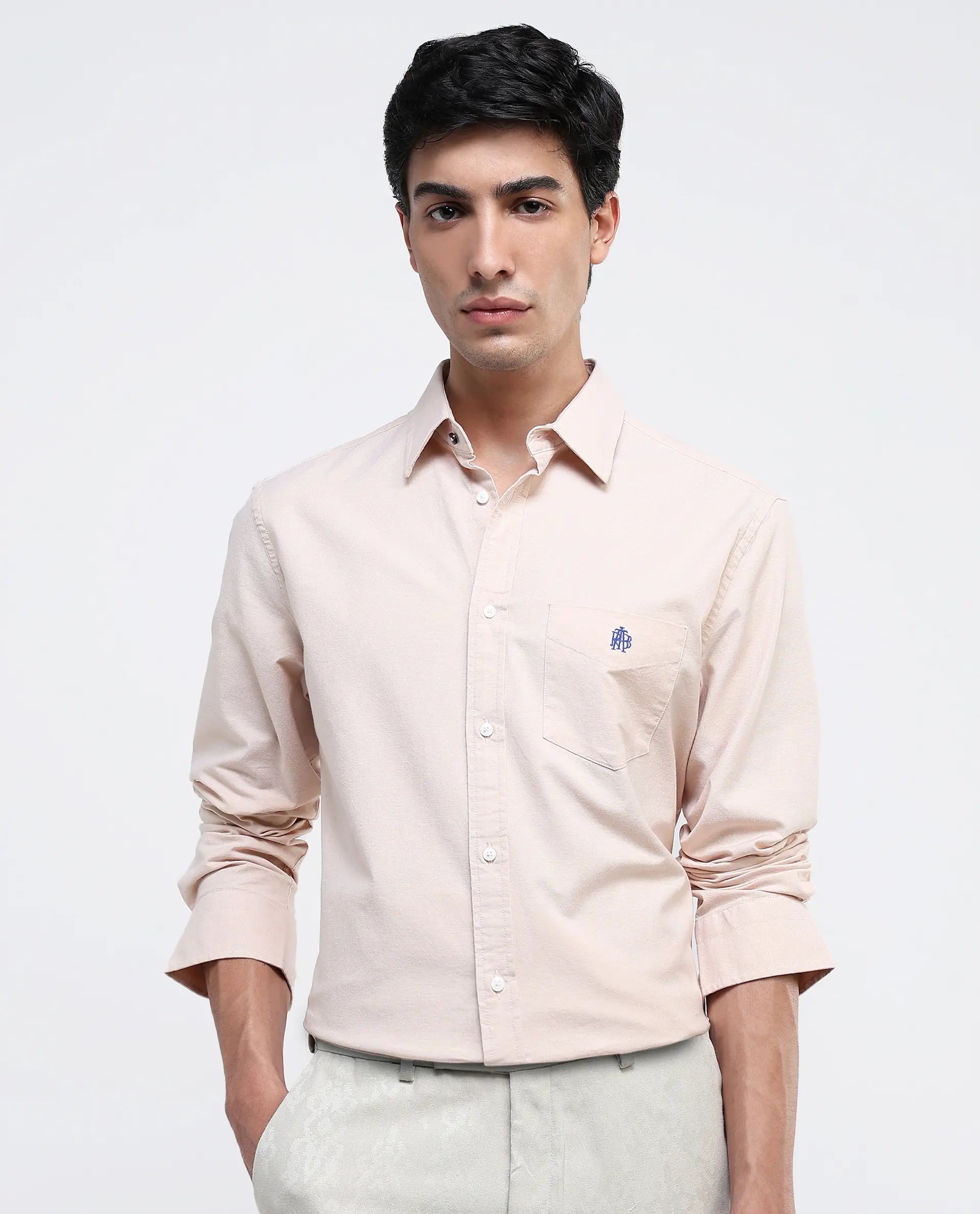 Men's Performance Shirts for Active LifestylesRare Rabbit Men's Oxo Pastel Mustard Cotton Fabric Full Sleeve Collared Neck Button Closure Plain Shirt
