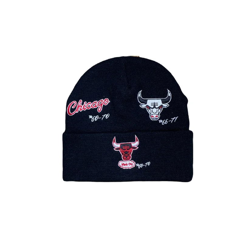 Girls' Straw HatsMitchell & Ness Nba Timeline Knit Beanie Hwc Chicago Bulls (Black)