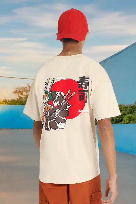 Men's Shirts with Embellished SleevesKanji Swanwhite Oversized Graphic Back Printed Boys T-shirt Men's Shirts with Embellished SleevesKanji Swanwhite Oversized Graphic Back Printed Boys T-shirt