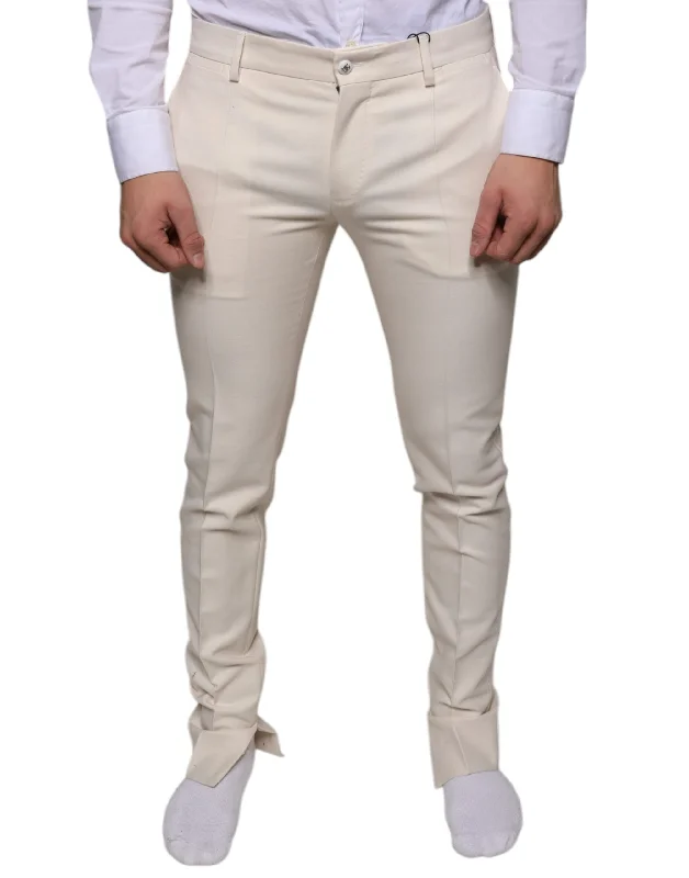 Men's Tapered JeansDolce & Gabbana ivory Chino Wool Skinny Men's Pants