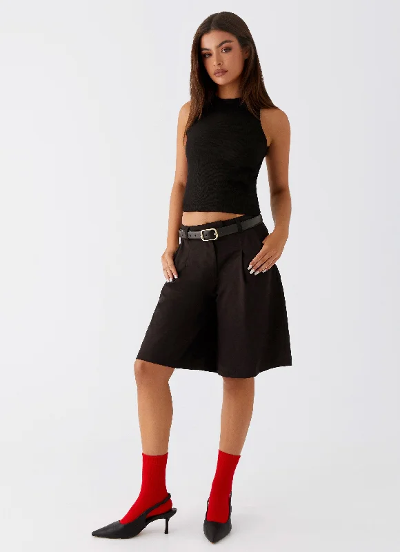 Men's Pants with Slant PocketsJeni Long Tailored Jorts - Black
