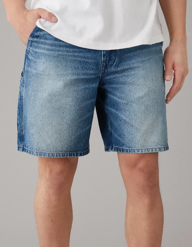 Men's Pants with Patchwork PatternsAE 9" Denim Carpenter Short