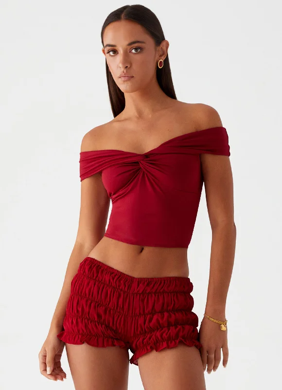 Men's Patterned Pants with StripesGirls Like Us Ruched Mini Shorts - Maroon