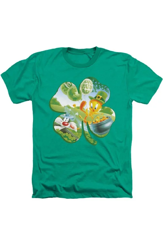 Men's Shirts with Button-Down CollarsLooney Tunes Tweety Shamrock Adult Heather Tee / T-Shirt Men's Shirts with Button-Down CollarsLooney Tunes Tweety Shamrock Adult Heather Tee / T-Shirt