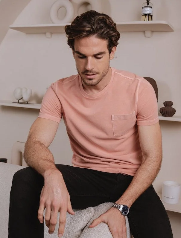 Men's Shirts with Elastic WaistbandsID70269-Thomas Maine Apricot Garment Dyed T-Shirt Men's Shirts with Elastic WaistbandsID70269-Thomas Maine Apricot Garment Dyed T-Shirt