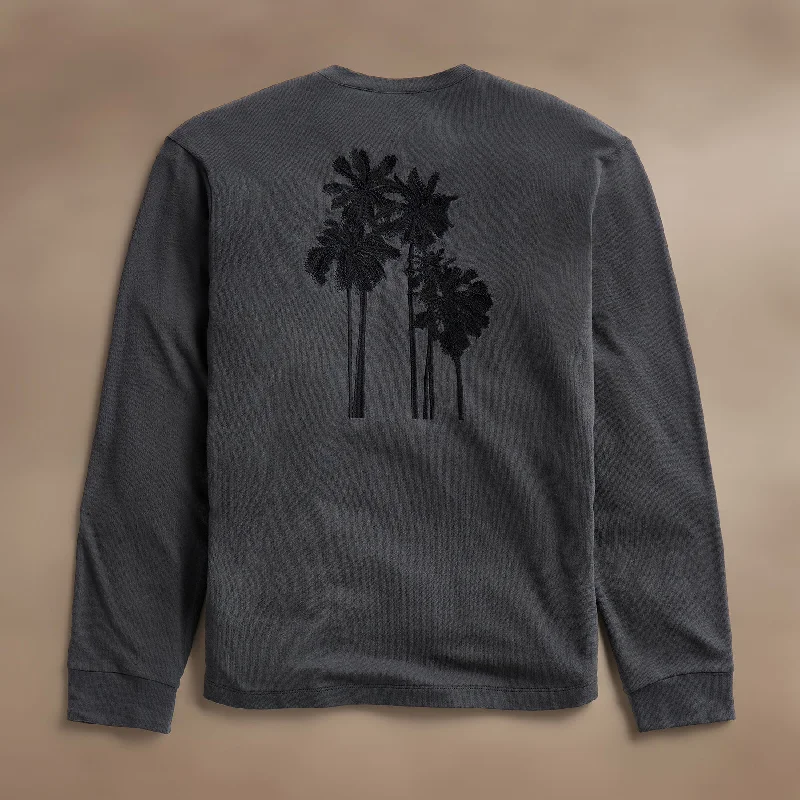 Men's Shirts with Bow TiesPalm Tree Embroidered Sweatshirt - Magma/Black