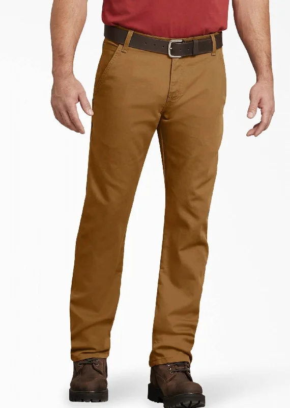 Men's Jeans with Embroidered LogosFlex Regular Fit Duck Carpenter Pants In Stonewashed Brown Duck