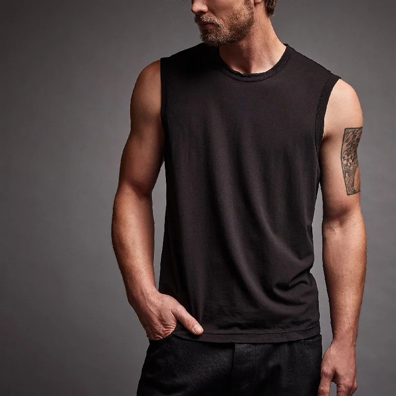 Men's Shirts with Ruffled HemlinesLA Muscle Tank - Black