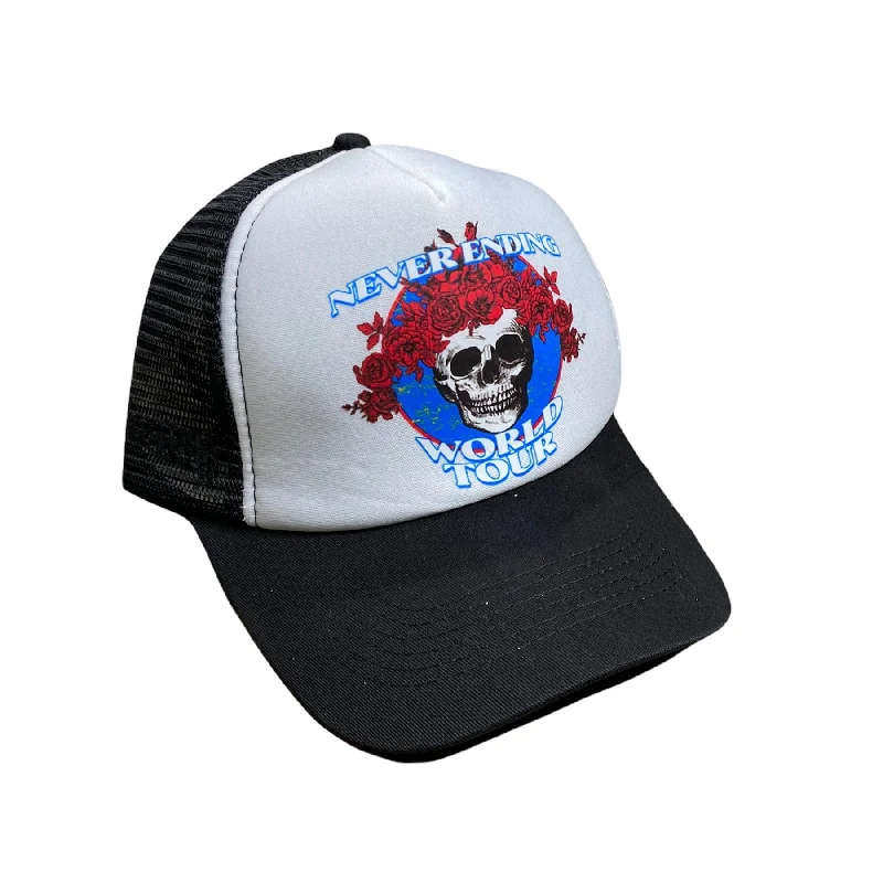 Novelty Baseball CapsWorld Tour Never Ending Trucker Snapback (Black)