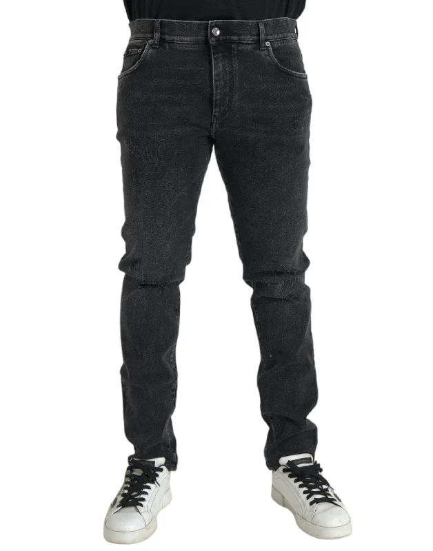 High-Waisted Men's JeansDolce & Gabbana  Cotton Stretch Skinny blue Logo Men's Jeans