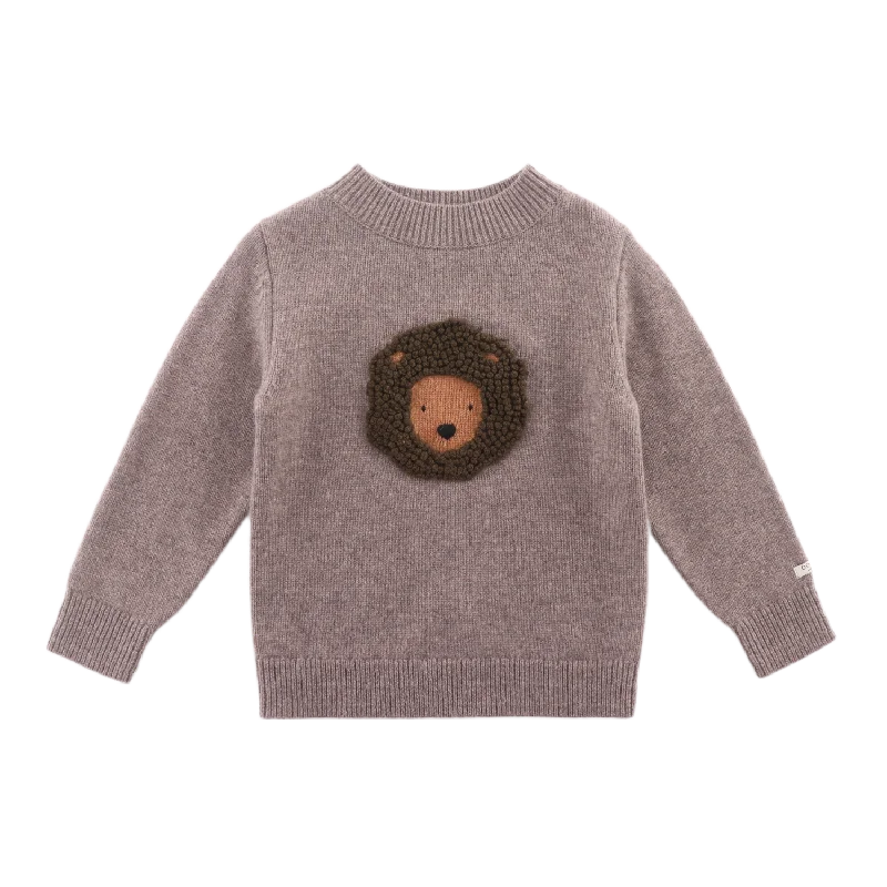 Denn Merino Wool Sweater | Leo | Dark Taupe Melange