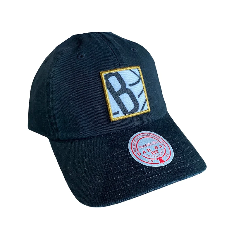 Adjustable Beanie HatsMitchell & Ness Nba Brooklyn Nets Icon Dad Strapback Hat (Black) RI19011BNE