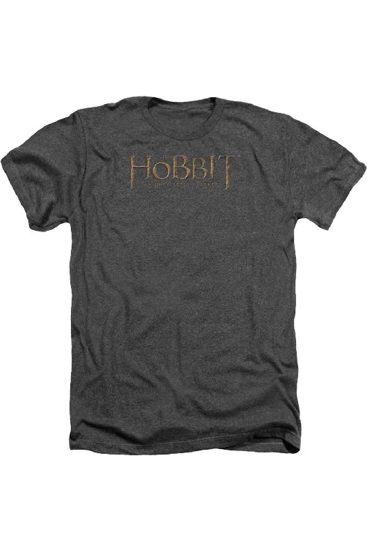 Men's Shirts with Single-Breasted DesignsThe Hobbit Distressed Logo Adult Heather Tee / T-Shirt Men's Shirts with Single-Breasted DesignsThe Hobbit Distressed Logo Adult Heather Tee / T-Shirt