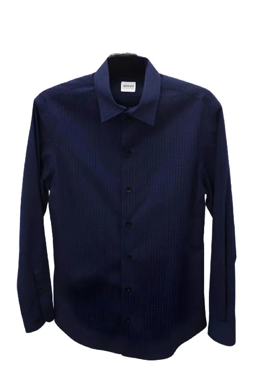 Men's Checked Short-Sleeve Shirts for Summer FunLong Sleeve Button Down Shirt In Navy Men's Checked Short-Sleeve Shirts for Summer FunLong Sleeve Button Down Shirt In Navy