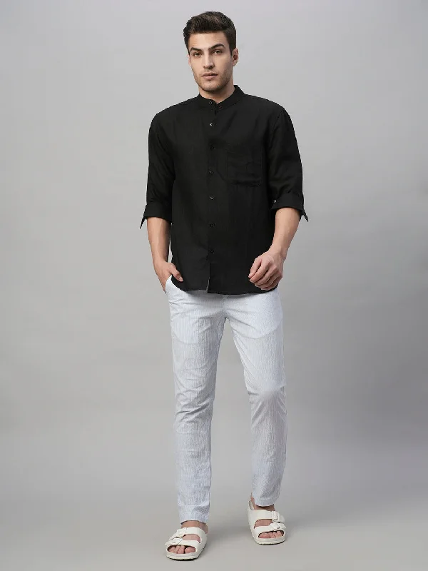 Men's Sports Pants for Active LifestylesMen's 100% Cotton Seer Sucker Sky Blue Slim Fit Pants