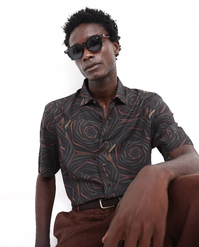 Men's Graphic Print T-Shirts for a Statement LookRare Rabbit Men's Marfik Black Viscose Fabric Short Sleeve Boxy Fit Abstract Print Shirt Men's Graphic Print T-Shirts for a Statement LookRare Rabbit Men's Marfik Black Viscose Fabric Short Sleeve Boxy Fit Abstract Print Shirt
