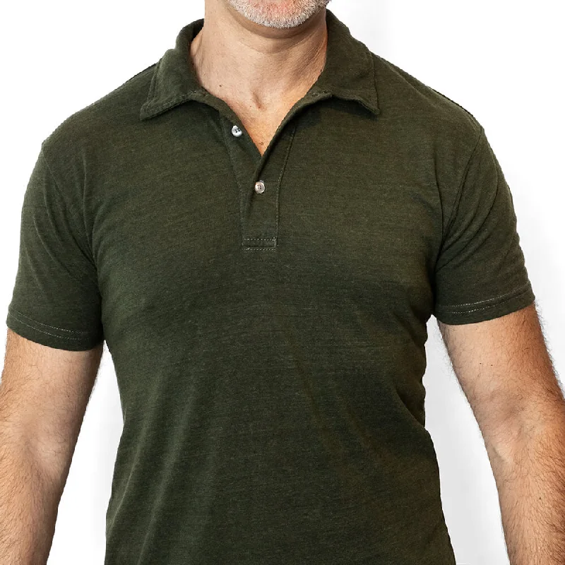 Men's Shirts with Patchwork SleevesDeep Army Green Polo T-Shirt
