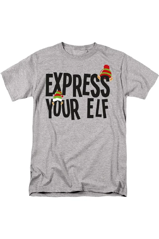Men's Shirts with Convertible CollarsExpress Your Christmas Elf Unisex Adult T-Shirt Men's Shirts with Convertible CollarsExpress Your Christmas Elf Unisex Adult T-Shirt