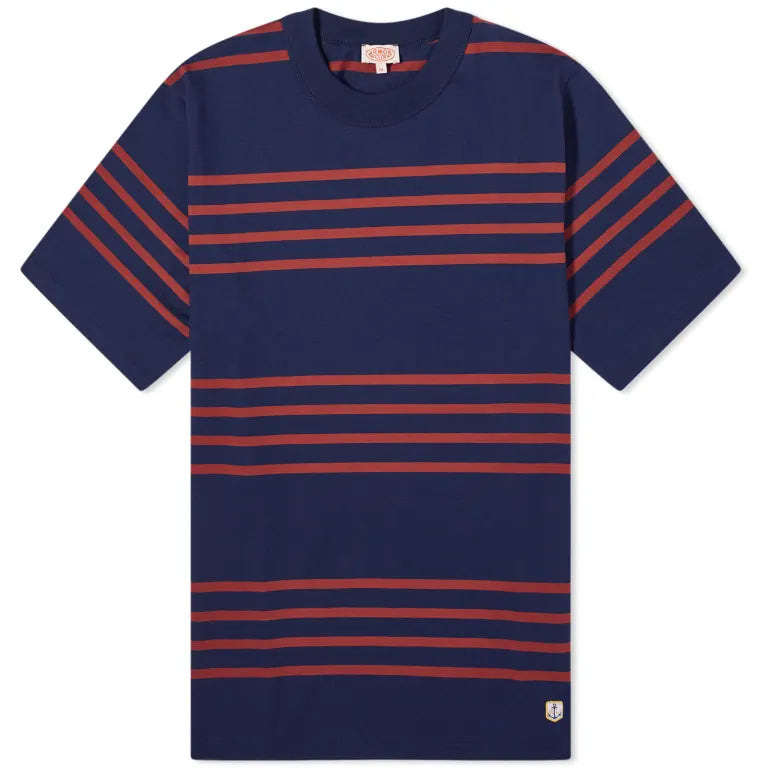 Men's Shirts with Adjustable CuffsID80013-Armor Lux Navy Hoop T-Shirt