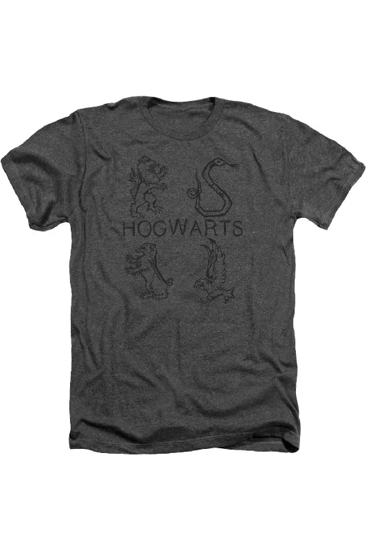 Warm Men's Fleece-Lined TopsHarry Potter Literary Crests Adult Heather Tee / T-Shirt Warm Men's Fleece-Lined TopsHarry Potter Literary Crests Adult Heather Tee / T-Shirt