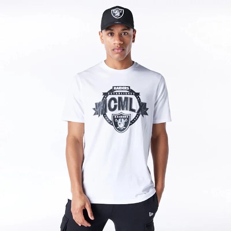 Men's Shirts with Embroidered DesignsLas Vegas Raiders NFL Graphic White T-Shirt