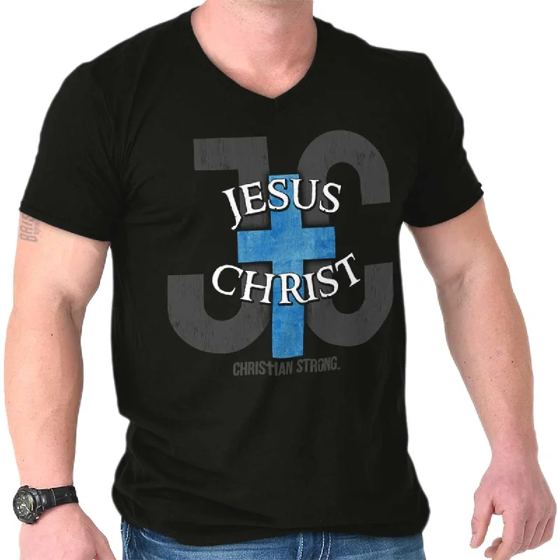 Men's Shirts with Chest PocketsJesus Christ JC V-Neck T-Shirt