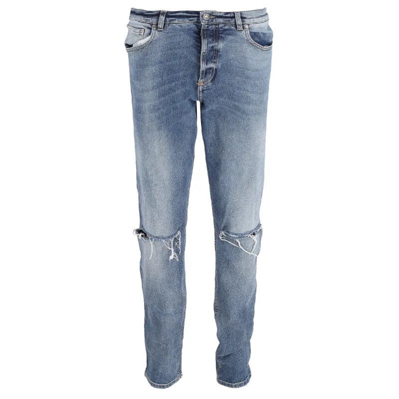 Durable Men's JeansGivenchy Distressed Washed Slim-Fit Jeans in Light Blue Cotton