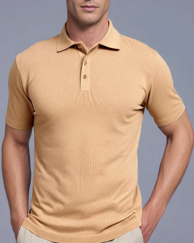 Men's Shirts with Embellished HemlinesEZS Aria Beige Polo