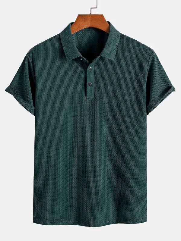 Men's Shirts with French CuffsShort Sleeve Textured Polo