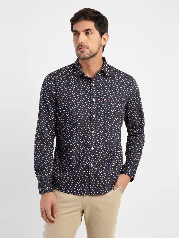 Men's Button-Down Collar Shirts for Staying PolishedMen's Geometric Print Spread Collar Shirt Men's Button-Down Collar Shirts for Staying PolishedMen's Geometric Print Spread Collar Shirt