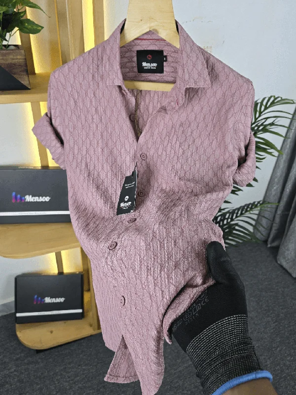 Men's V-Neck T-Shirts for a Flattering ShapeMensoo Jacquard Full Sleeve Shirt Burgendy