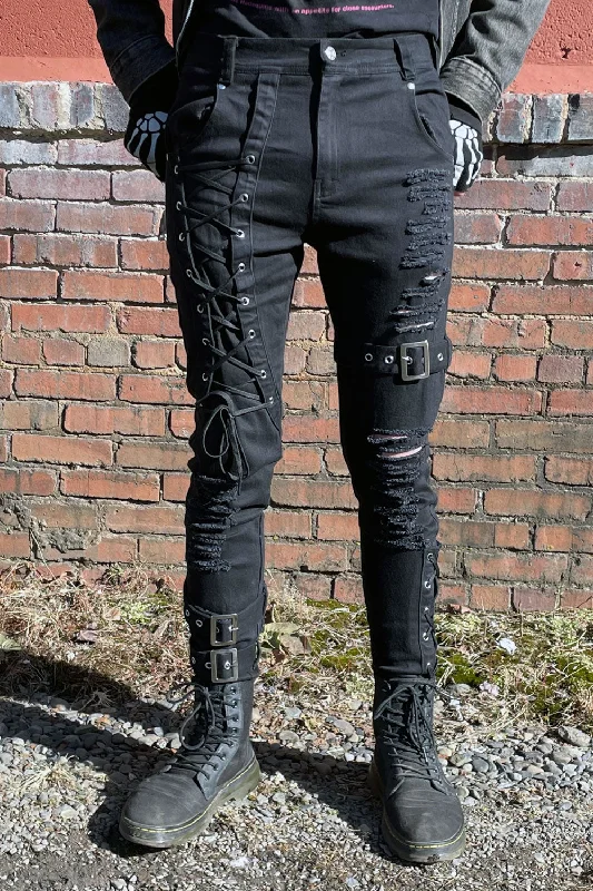 Men's Patterned Pants with Geometric DesignsInquisition Shredded Skinny Jeans