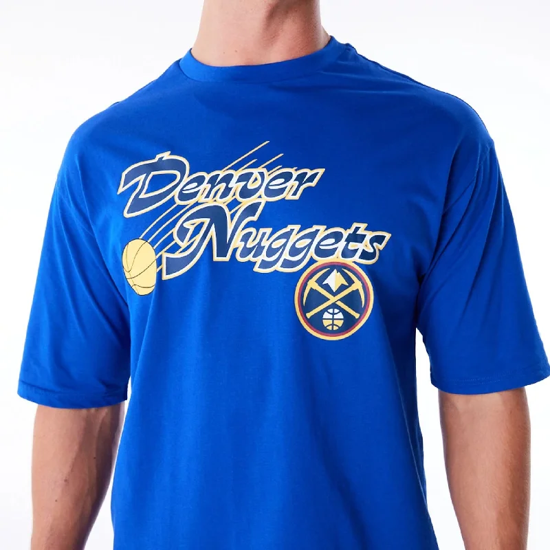 Men's Performance Shirts for SportsDenver Nuggets NBA Script Blue Oversized T-Shirt