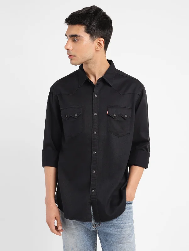 Casual Men's Button-Down ShirtsMen's Solid Slim Fit Shirt