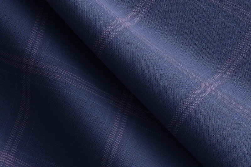 Made to Measure Blue with Mauve Check Waistcoat