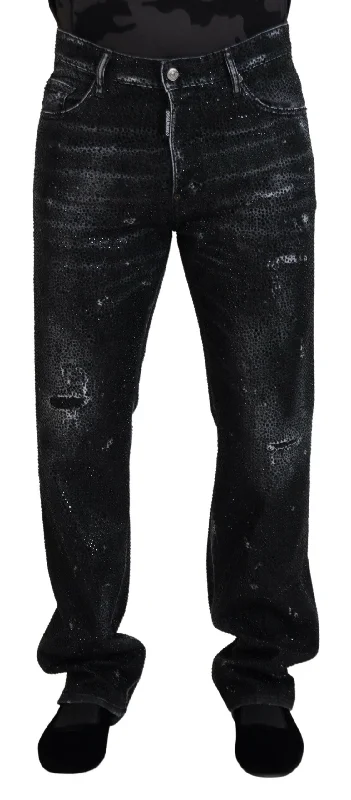 Classic Men's Jeans StyleDsqua²  Crystal Embellished Tatte blue Men's Jeans
