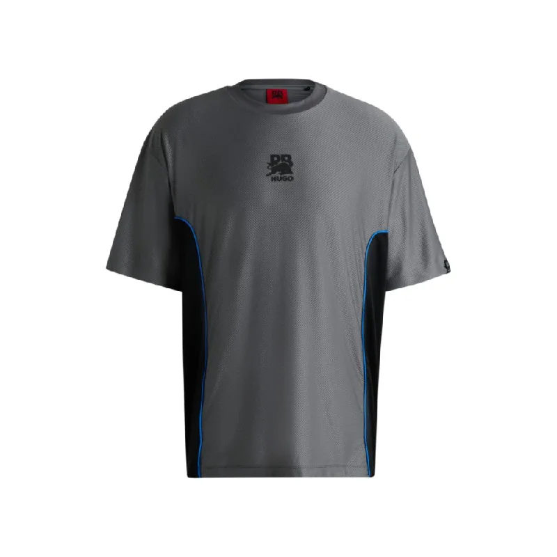 Men's Shirts with Belt AttachmentsHUGO x RB structured-jersey T-shirt with piping details