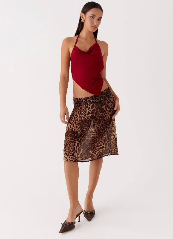 Warm Men's Fleece-Lined PantsEvoke Chiffon Midi Skirt - Leopard